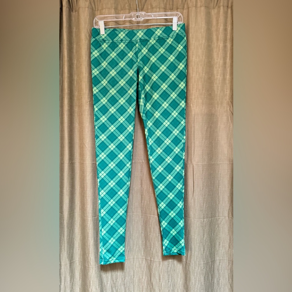 Tipsy Elves Teal and Lime Plaid Leggings